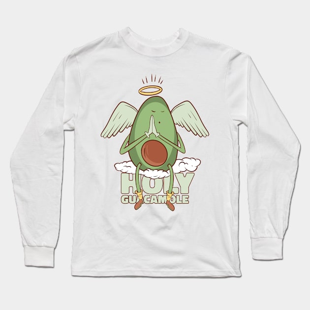 Funny Cute Avocado - Holy Guacamole Long Sleeve T-Shirt by Krishnansh W.